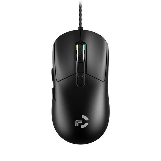 Laidinė žaidimų pelė su 6 reguliuojamais DPI lygiais iki 12800DPI, momentiniu A825 lustu, RGB apšvietimu, makrokomandų programavimu ir ergonomišku dizainu – universali pelė