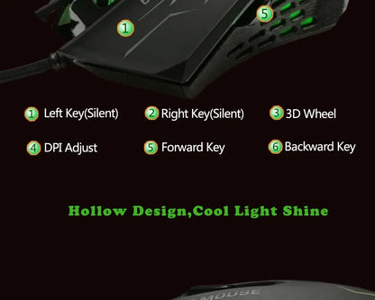New 2026 Silent Click USB Wired Gaming Mouse 6 Buttons RGB Lighting Mute Optical Computer Mouse Mice for PC Laptop Notebook Game
