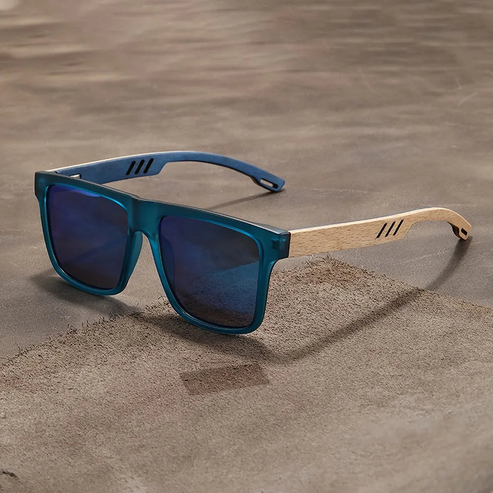 1/2pcs New Square Casual Sunglasses Wood Grain Spring Hinges UV400 Protection Unisex Outdoor Daily Eyewear