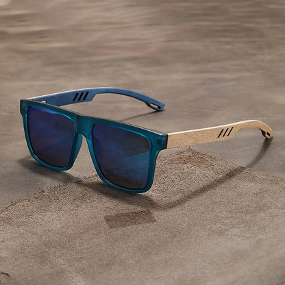 1/2pcs New Square Casual Sunglasses Wood Grain Spring Hinges UV400 Protection Unisex Outdoor Daily Eyewear