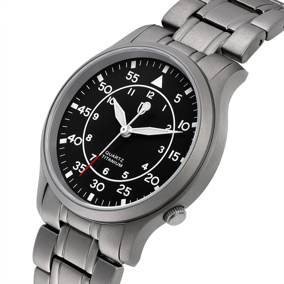 BERNY Titanium Watch For Men AR Coating Sapphire Fashion Wristwatch Luminous VH31 Ultra-thin Quartz Watch Waterproof 5ATM Watch