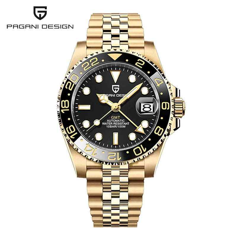 Montre automatique PAGANI DESIGN GMT 1662, montre-bracelet pour homme de 40 mm, étanche jusqu'à 100 m, montres-bracelets mécaniques pour homme Cloc