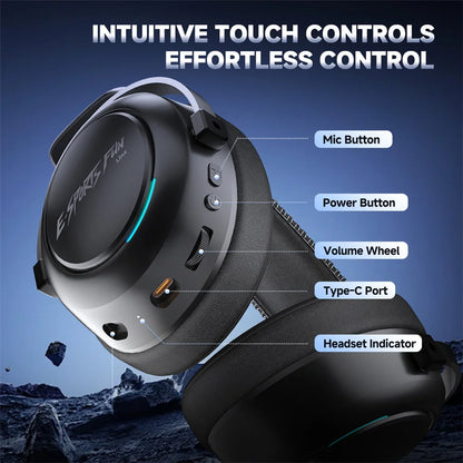 HaaYot Professional Wireless Gaming Bluetooth 6.0 Headset, 7.1 Virtual Surround Sound, Low Latency 15ms for PC, PS5, Mobile, Switch