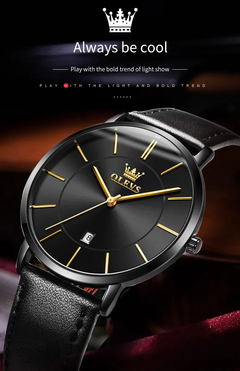 OLEVS 5869 Men's Watch Japan Quartz Movement Thin Case Fashion Waterproof Watch For Men Calendar Simple Original Male Wristwatch