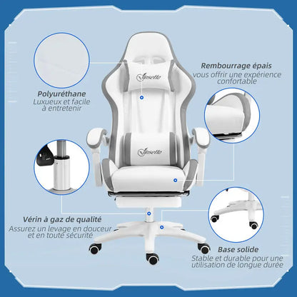 Ergonomic Gaming Chair 120KG Load 135° Recline Footrest Adjustable Headrest Lumbar Support Home Office Chair