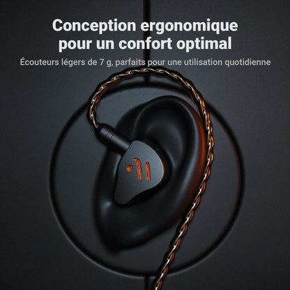 Fosi Audio IM4 HiFi Wired Earphones Open-Back Dynamic Driver IEM Headphones for Music Monitoring, Gaming & Professional Audio