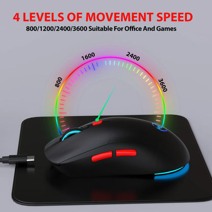 Rechargeable 2.4G USB Wireless Mouse Adjustable 3600dpi 7 Colors RGB Comfortable Mice for Home Office Laptop Computer Gamer