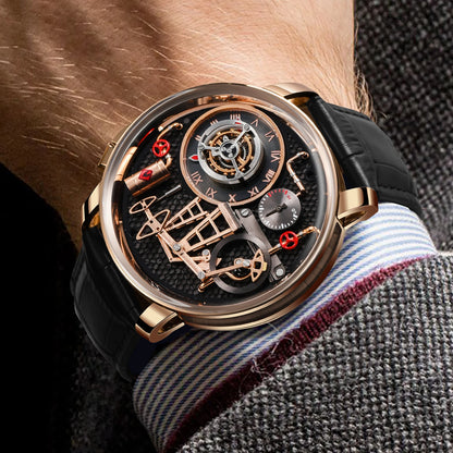PINDU Design New Button Oil Pump Quartz Watch for Men Swiss Quartz 762 Movement Sapphire Waterproof Stainless Steel Men's Watch