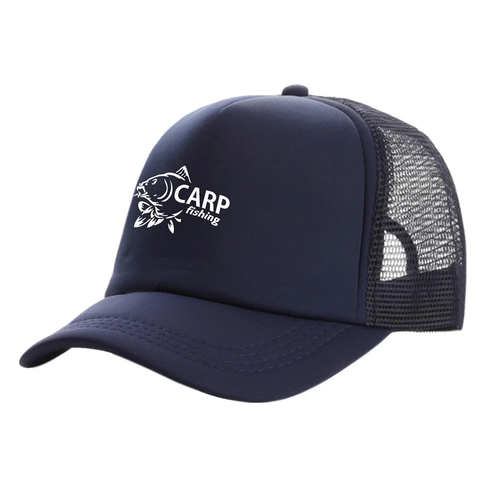 Karpfen-Fischer-Trucker-Caps für Herren – Lustige Angel-Motive – Bedruckte Baseball-Kappe – Coole Sommer-Unisex-Mesh-Kappen MZ-169