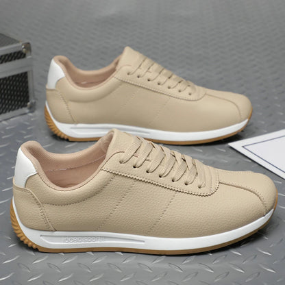 Zapatillas deportivas de cuero PU para tiempo libre, running, verano, moda, antideslizantes, montañismo, tenis, tendencia, superventas, para hombre, blancas, planas