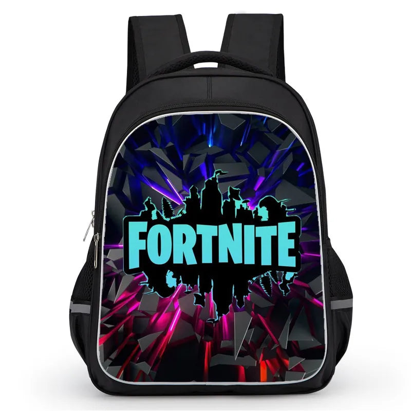 16 Inch Fortnite Cartoon Backpack Unisex for Boys Girls with Dual Zippers Large capacity lightweight student backpack