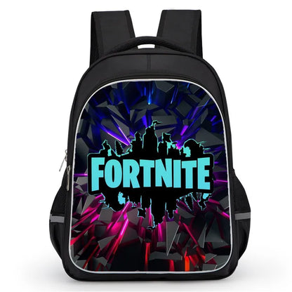 16 Inch Fortnite Cartoon Backpack Unisex for Boys Girls with Dual Zippers Large capacity lightweight student backpack