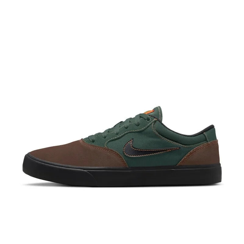 Nike Sb Series Swoosh Suede Wear-Resistant Everyday Skate Shoes for Men and Women, New Lightweight Comfortable Thin-Soled Durable Outdoor Low-Top Flat Shoes, Fashionable Versatile Lightweight Green-Brown Color Commuting Casua
