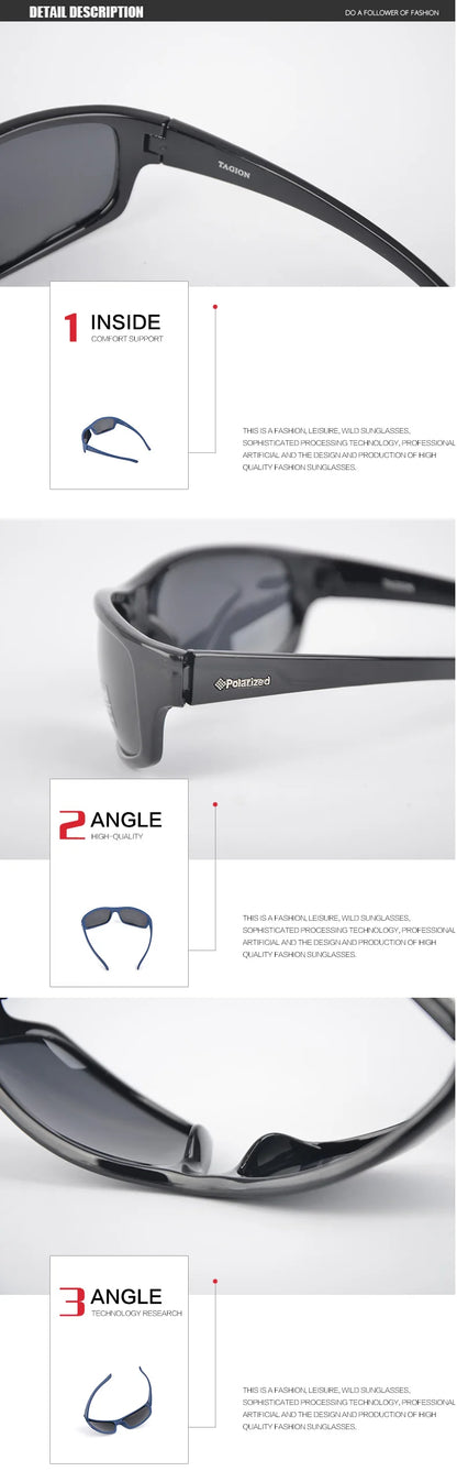 TAGION Sport Sunglasses Men Polarized Hipster Glasses UV400 Hiking Driving Glasses Lentes De Sol Hombre Polarizing Lenses TG5104