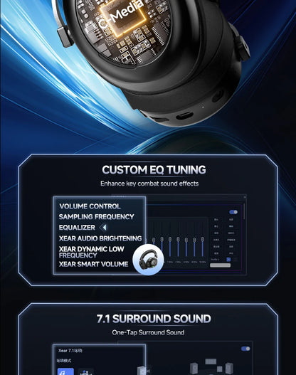 HaaYot Professional Wireless Gaming Bluetooth 6.0 Headset, 7.1 Virtual Surround Sound, Low Latency 15ms for PC, PS5, Mobile, Switch