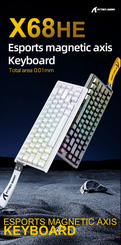 ATTACK SHARK X68HE Esports magnetic axis keyboard 8KHz return rate,total area 0.01mm,and 0.125ms rate class Ultra-low latency