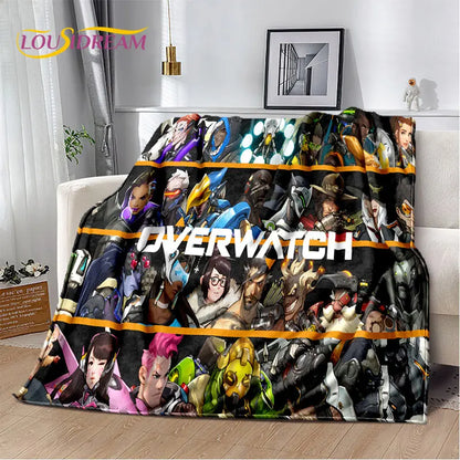 Меко плюшено одеяло Overwatch Game Gamer DVA Reaper, фланелено одеяло за хол, спалня, легло, диван, пикник, дете, 3D