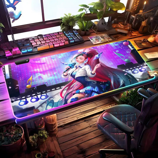 A-S-SeraphineS-ES Mouse Pad RGB Gaming Mouse Pad Desk Mat HD Gamer Large LED Light XXL MousePads
