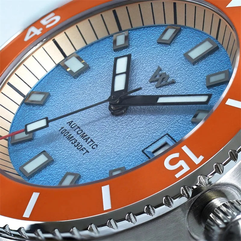 WM Watch Automatic Mechanical Diver Watches Men Sparkle Grain Gradient Dial Ceramic Bezel NH35 AR Coated Welly Merck Watch WM212