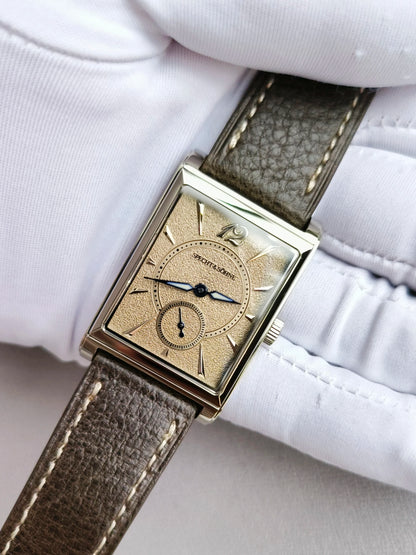 2026 Specht&Söhne Ultra Thin 7.5mm Rectangular Watch Japan Quartz Movement Small Seconds Sandblasted Dial Grey Leather Strap Watch