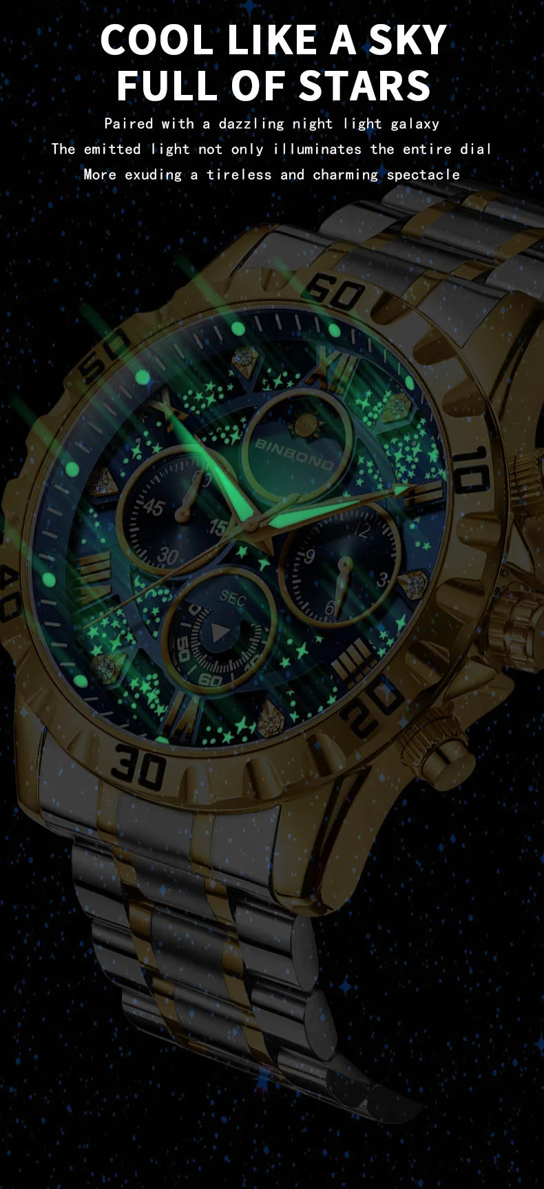 Chronograph Luxury Brand Stylish Men Luminous Wrist Watches For Male Clock Stainless Steel Band Men Business Quartz Watches