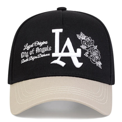 Unisex LA Rose Embroidery Snapback Baseball Caps Spring and Autumn Outdoor Adjustable Casual Hats Sunscreen Hat Sports Cap