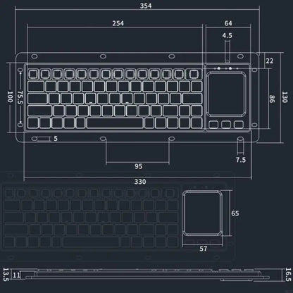 1pc Industrial USB Touches Board Keyboards with Touchpads and High Durability for Medicals and Security Systems