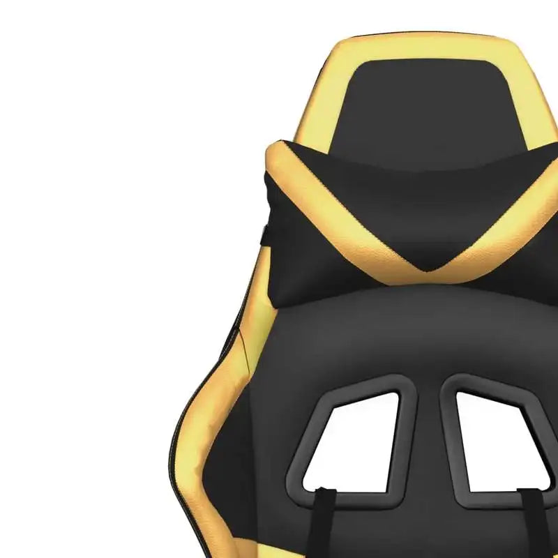 Gaming Chair with Footrest Black and Gold 67X64X116-127 cm in Imitation Leather, Reclining 360 Swivel Chair ° Can Carry 110 kg