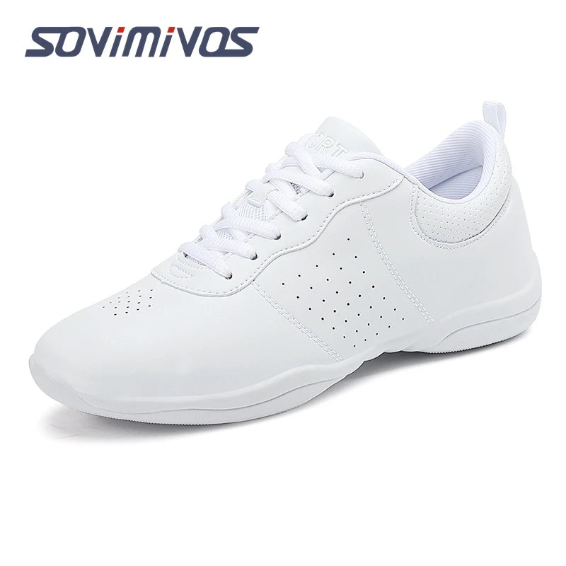 Zapatillas de baile para mujer, zapatillas deportivas planas y ligeras, zapatillas de gimnasia aeróbica de competición, zapatillas deportivas para fitness, zapatillas de baile blancas.