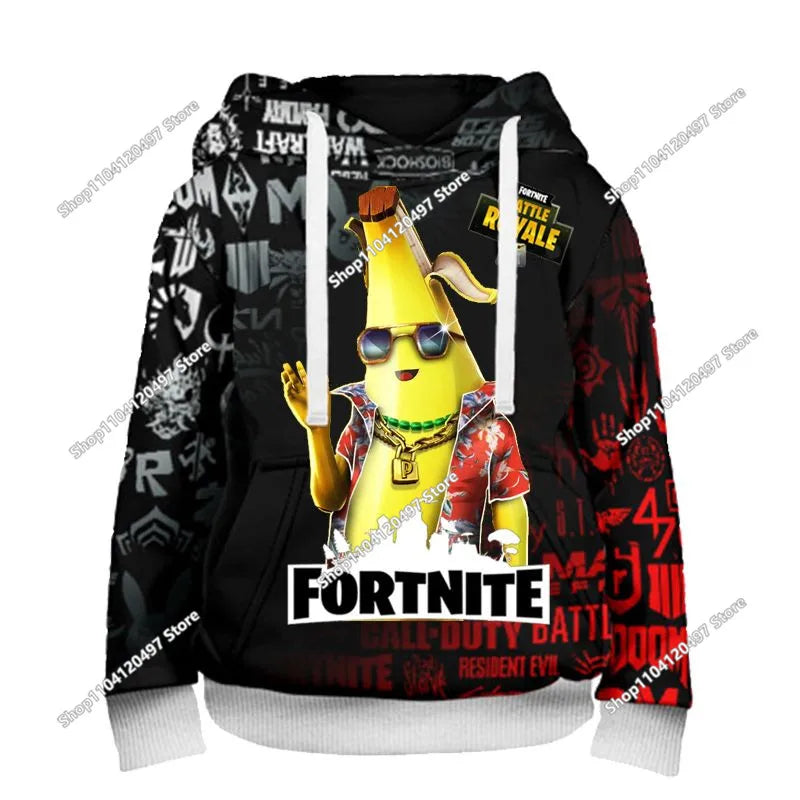 Παιδικές μπλούζες με κουκούλα Fortnite Cartoon, casual φούτερ με κουκούλα για το φθινόπωρο, ανδρικά μαλακά φούτερ με τσέπη, φαρδιές ανδρικές μπλούζες με μακριά μανίκια