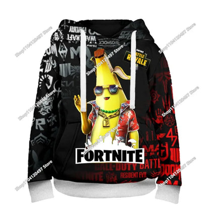 Παιδικές μπλούζες με κουκούλα Fortnite Cartoon, casual φούτερ με κουκούλα για το φθινόπωρο, ανδρικά μαλακά φούτερ με τσέπη, φαρδιές ανδρικές μπλούζες με μακριά μανίκια