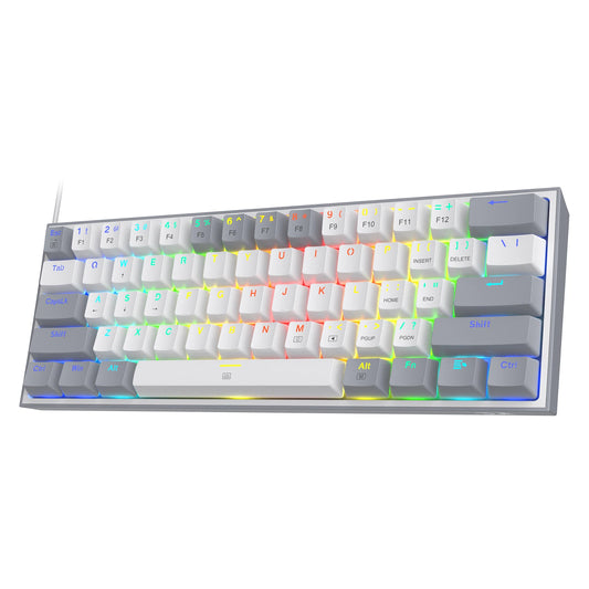 Redragon K617 Fizz 60% Wired RGB Gaming Keyboard, 61-Key Hot-Swappable Mechanical Keyboard with Red Switch, Compact USB Gaming Keyboard for PC