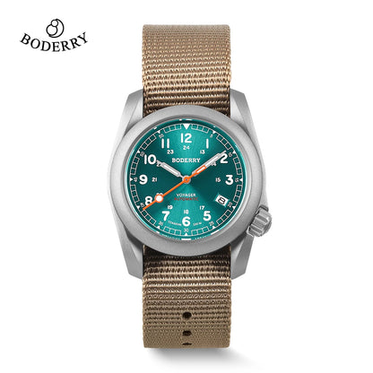 Boderry Field Watch VOYAGER Mens Watches 100M Waterproof Titanium Automatic Luminous For Seiko Movement Wristwatch