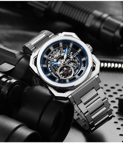 Yelang V1216 Men Watch Luxury Brand Watch 42mm Hollow Dial Japan MIYOTA 8N40 Automatic Movement 100M Waterproof Watch Luminous
