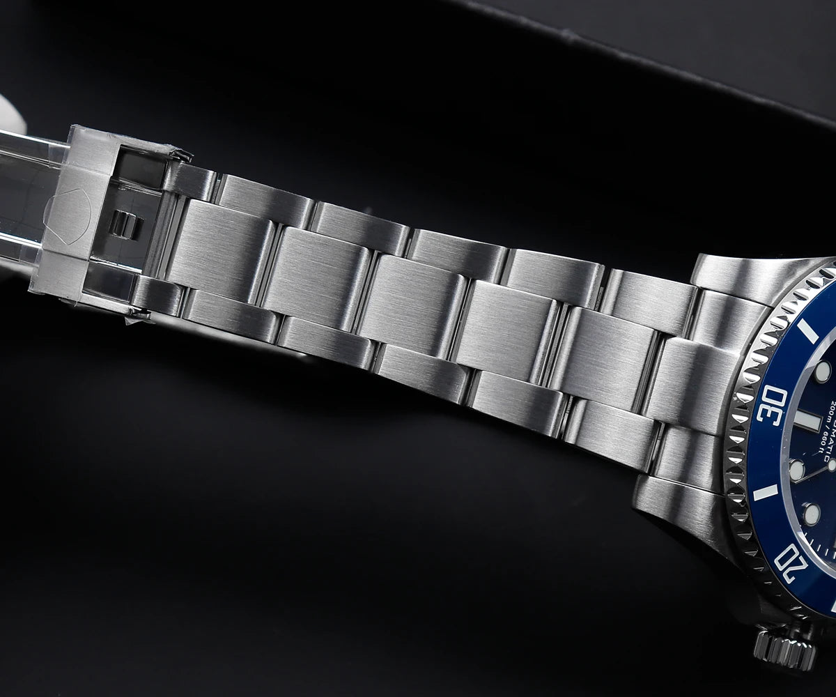 Cronos Sub Diver Men Watch No Date PT5000 Brushed Bracelet Ceramic Bezel 200 meters Water Resistant