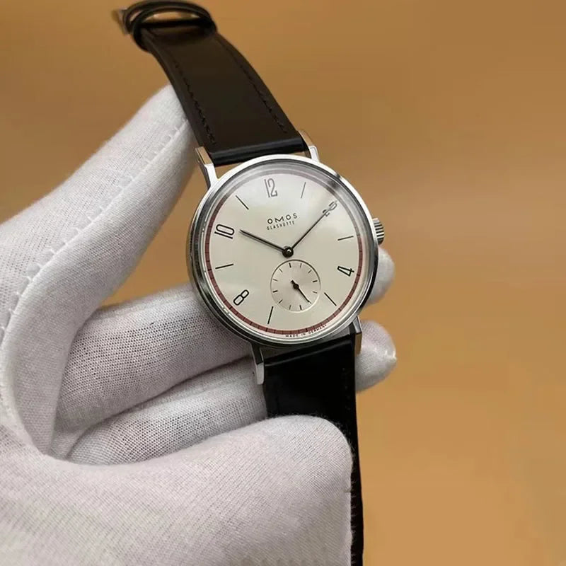 Men's 38mm automatic mechanical watch suitable for Seagull ST1701 self-winding movement, waterproof transparent back wristwatch.