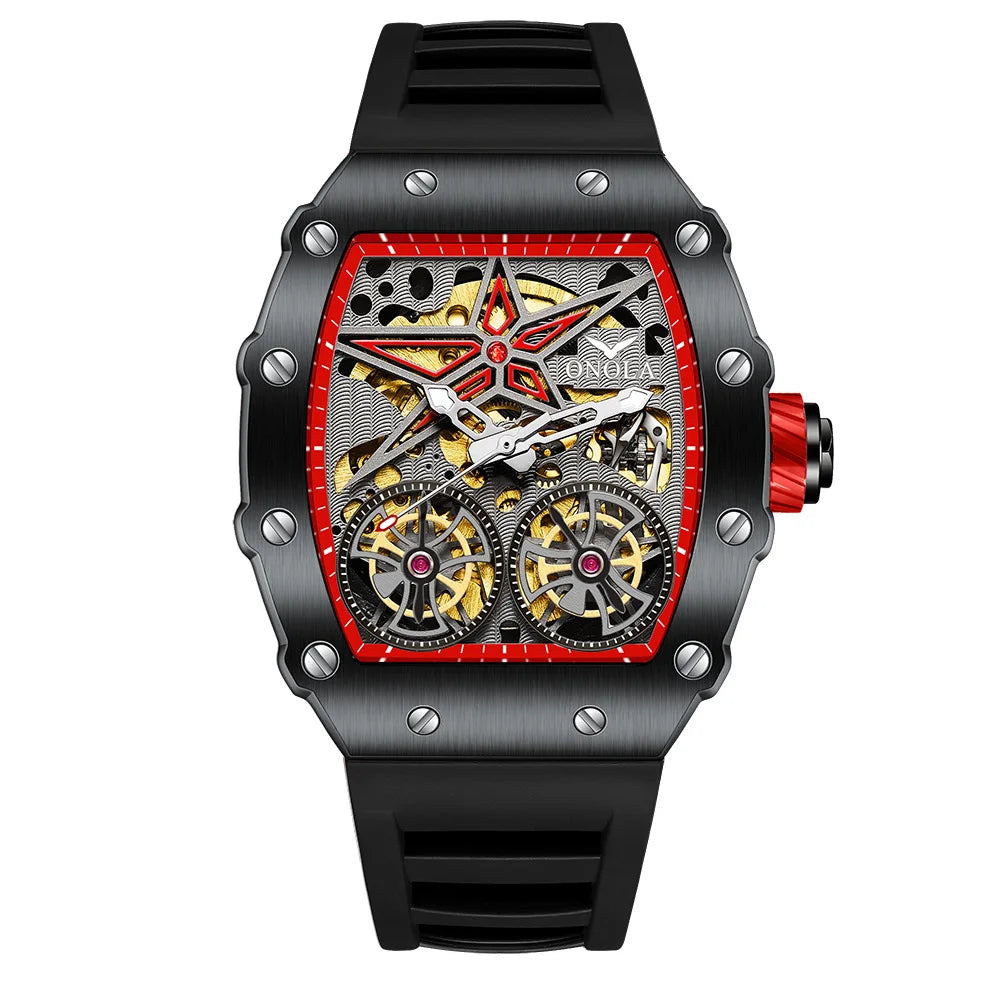 2022 New ONOLA Men Watch Automatic Mechanical Watch for Men Business Sport Wristwatch Luminous Waterproof Leather Belt Clock