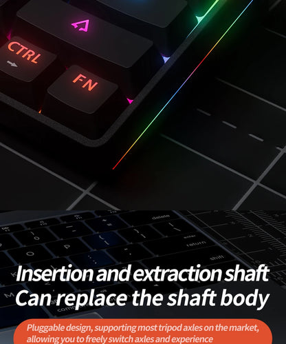 MUCAI MK61 USB Gaming Esports Mechanical Keyboard 61 Key Red Axis Wired Detachable Cable RGB Backlight Hot Swap