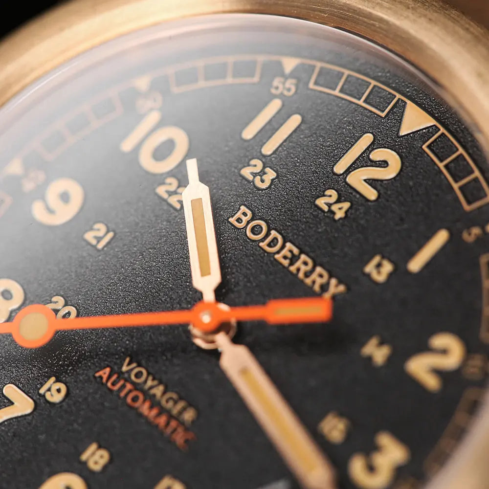 Relógio masculino Boderry Field Watches VOYAGER, caixa em bronze, mecânico automático, 100M impermeável, estilo militar, marca de topo