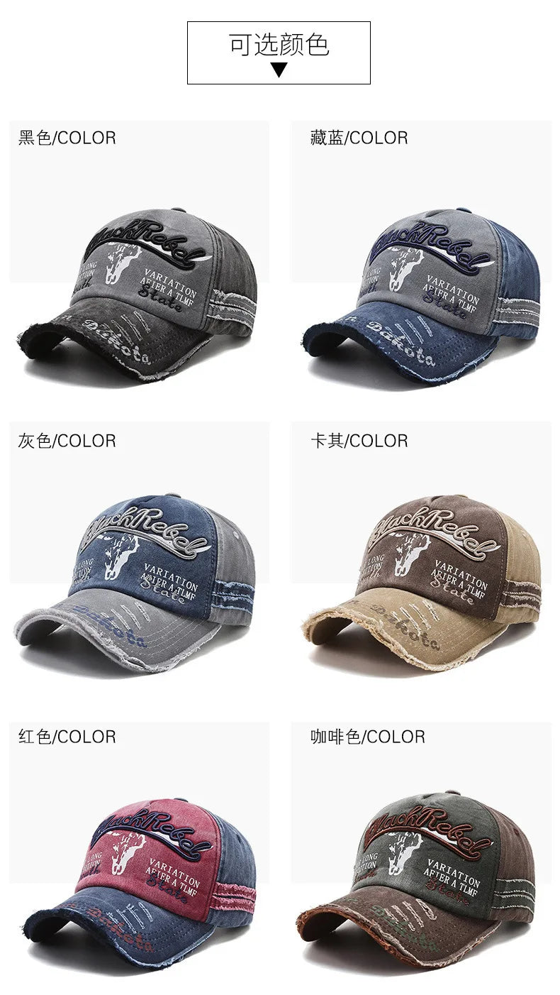 Casquette de baseball vintage « Letter Bull » délavée avec broderie, casquette de soleil rétro pour hommes et femmes, casquette à visière décontractée style hip-hop