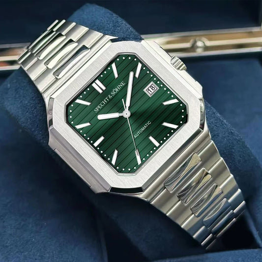 2025 Specht & Söhne Men's Classic Cubic Automatic Mechanical Watch 50M Waterproof Luminous Sapphire Crystal Reloj Hombre 41MM