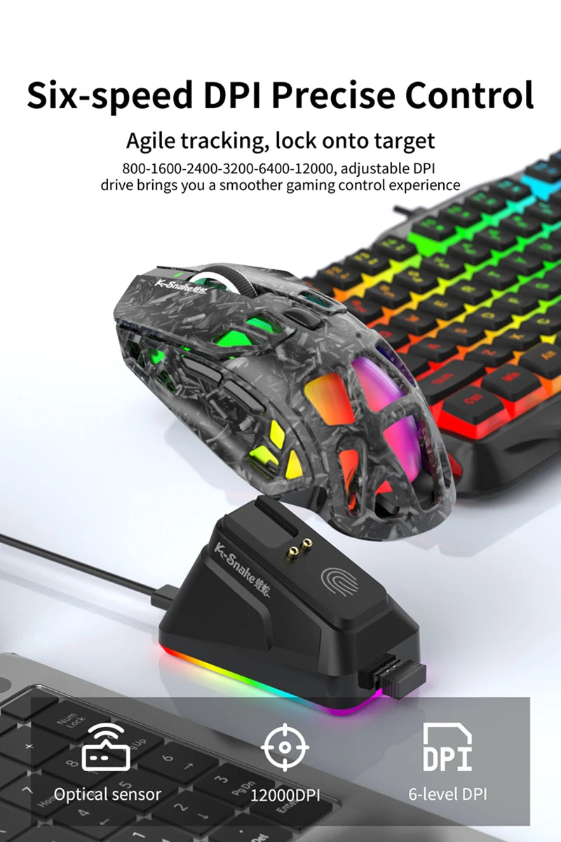 Lenovo X9Pro Tri-Mode Wireless Mouse with Bluetooth, 2.4G & Wired Connectivity, Magnetic Charging Dock, Rechargeable Gaming & Office Mouse