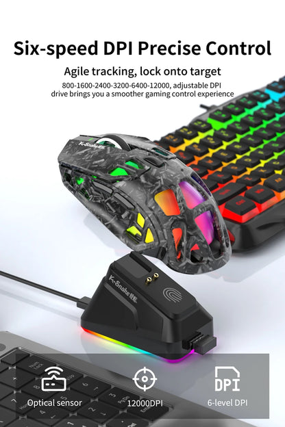 Lenovo X9Pro Tri-Mode Wireless Mouse with Bluetooth, 2.4G & Wired Connectivity, Magnetic Charging Dock, Rechargeable Gaming & Office Mouse