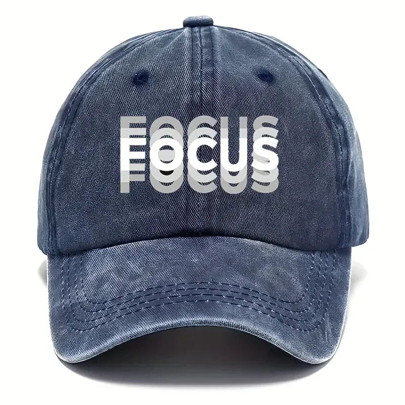 FOCUS Baseballkappe aus gewaschener Baumwolle mit Aufdruck, verstellbar, im klassischen Stil, Sport-Duckbill-Kappe für Damen und Herren