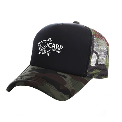 Karpfen-Fischer-Trucker-Caps für Herren – Lustige Angel-Motive – Bedruckte Baseball-Kappe – Coole Sommer-Unisex-Mesh-Kappen MZ-169
