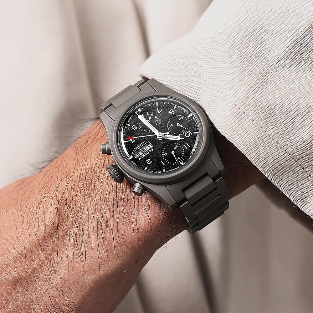 Boderry Chronograph Watch LANDMASTER Titanium Automatic mechanical Field Watches Outdoor Sport Waterproof Dive Wristwatch Men