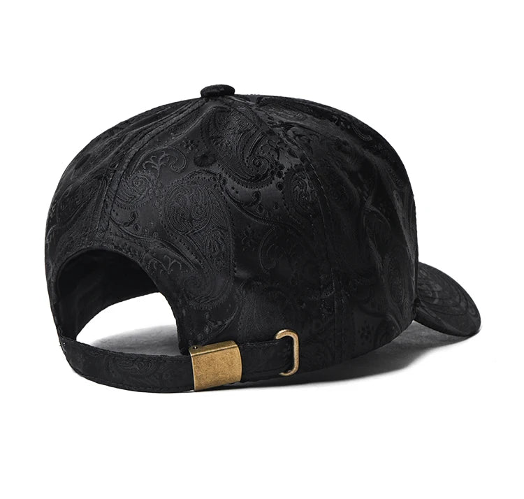 Casquette de baseball haute de mode brodée pour homme, imprimé noix de cajou, casquette décontractée d'extérieur, bordure sur le devant, toutes saisons