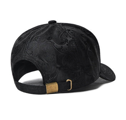 Casquette de baseball haute de mode brodée pour homme, imprimé noix de cajou, casquette décontractée d'extérieur, bordure sur le devant, toutes saisons