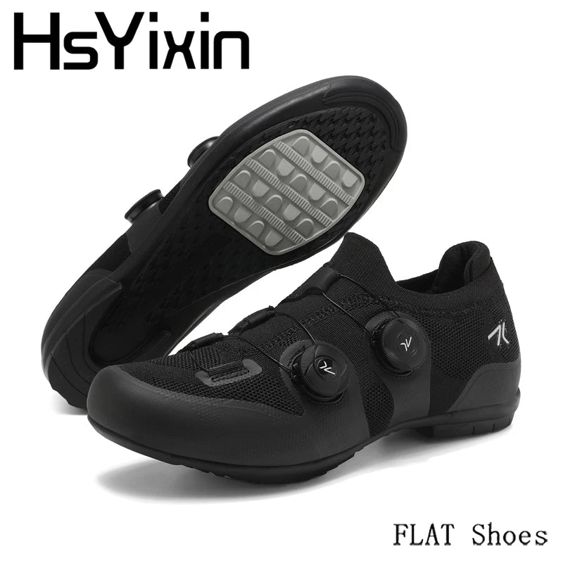 Cyklistické boty na silniční kolo, unisex, HsYixin, prodyšné, se samozamykacím systémem SPD, protiskluzové, závodní boty na silniční kolo, ploché, MTB, cyklistické tenisky