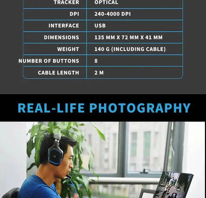 Herní myš Logitech G402 Fusion Engine Tech, 4 nastavení DPI, 32bitový procesor, protiskluzové provedení pro profesionální soutěžní hraní